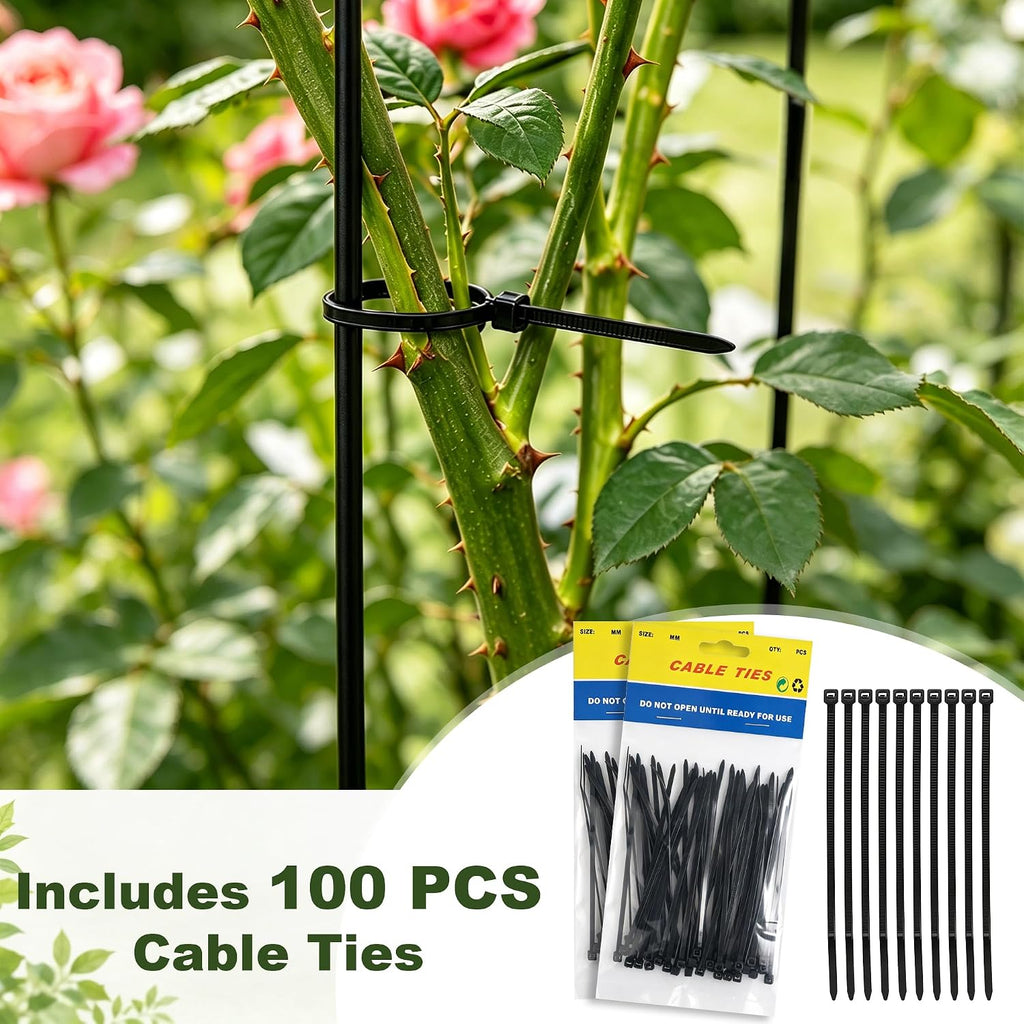 8 Pack Peony Cages and Supports with 100 Cable Ties and a Pair of Scissors | 12" D x 16" H Heavy Duty Metal Plant