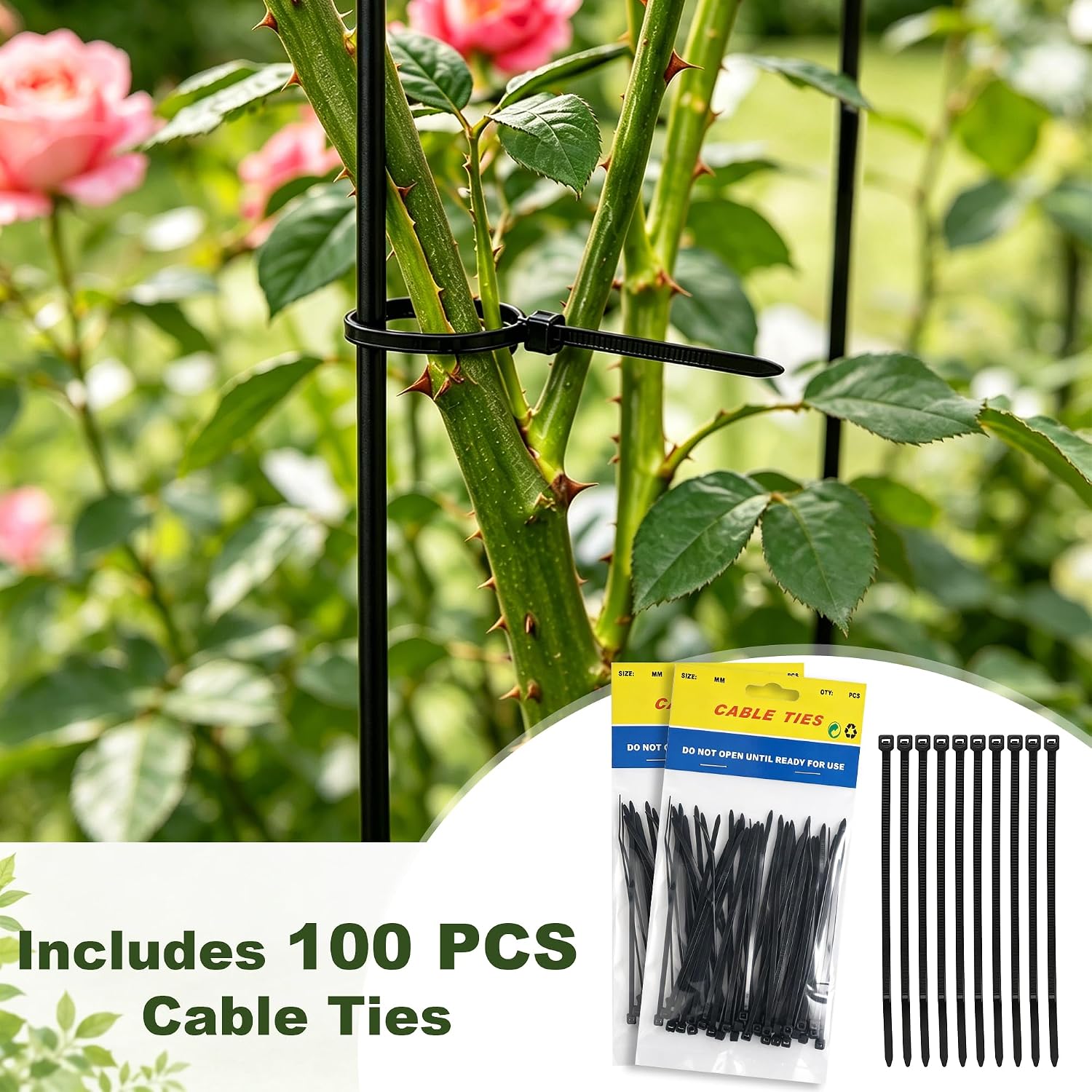 8 Pack Peony Cages and Supports with 100 Cable Ties and a Pair of Scissors | 12" D x 16" H Heavy Duty Metal Plant