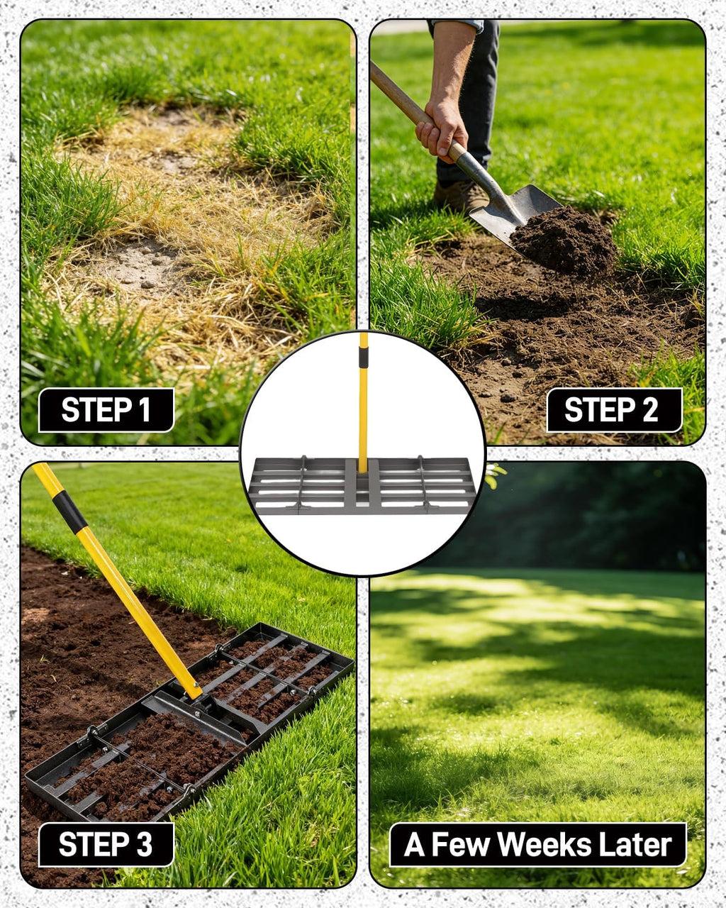 30in Lawn Leveling Rake | Yard Leveling Rake with 78" Adjustable Steel Handle, Heavy Duty Effort Saving Landscape