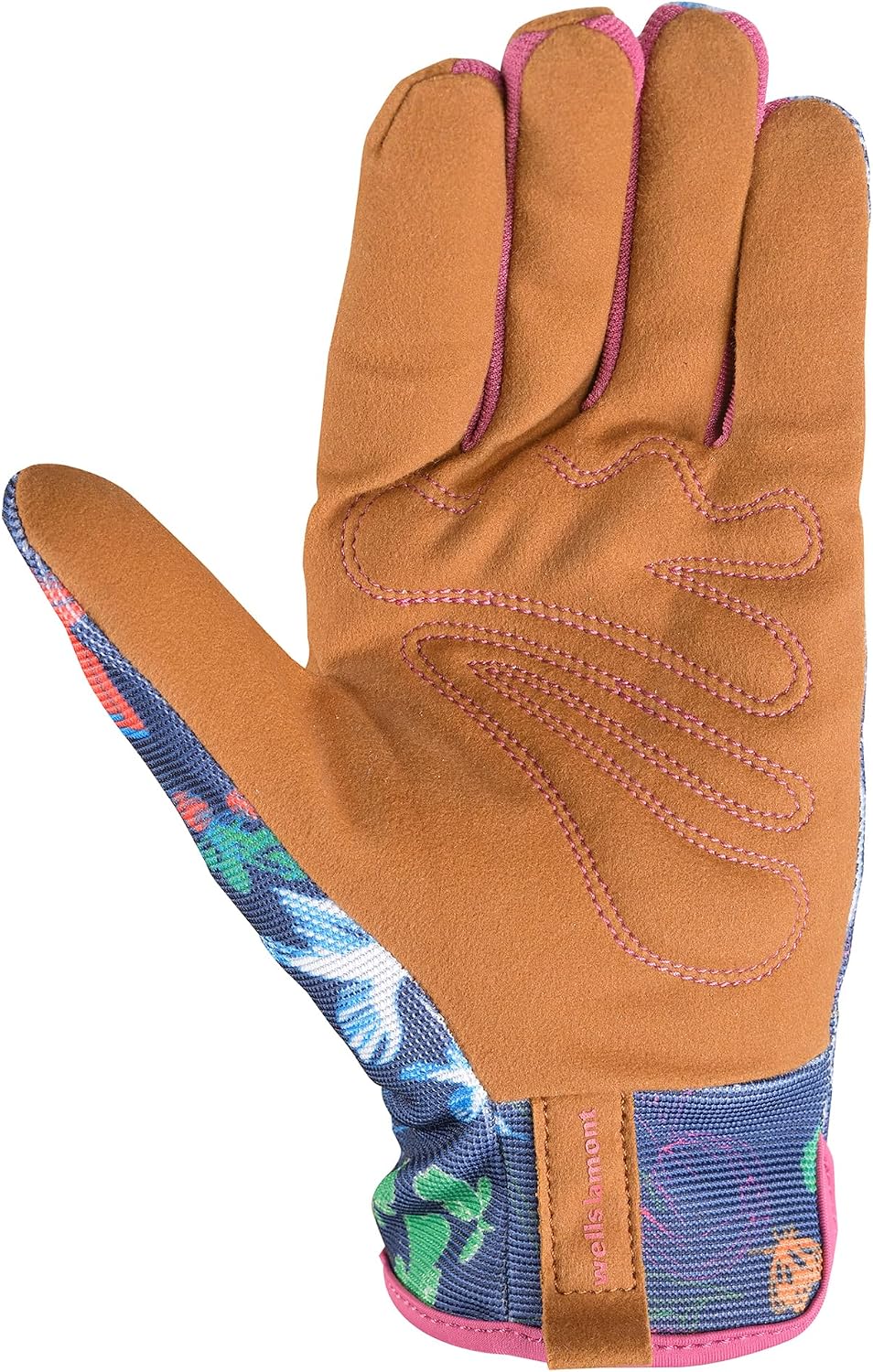 Wells Lamont Women's Garden Print Slip-On High Dexterity Work and Gardening Gloves, Navy, Large (7753L-990)