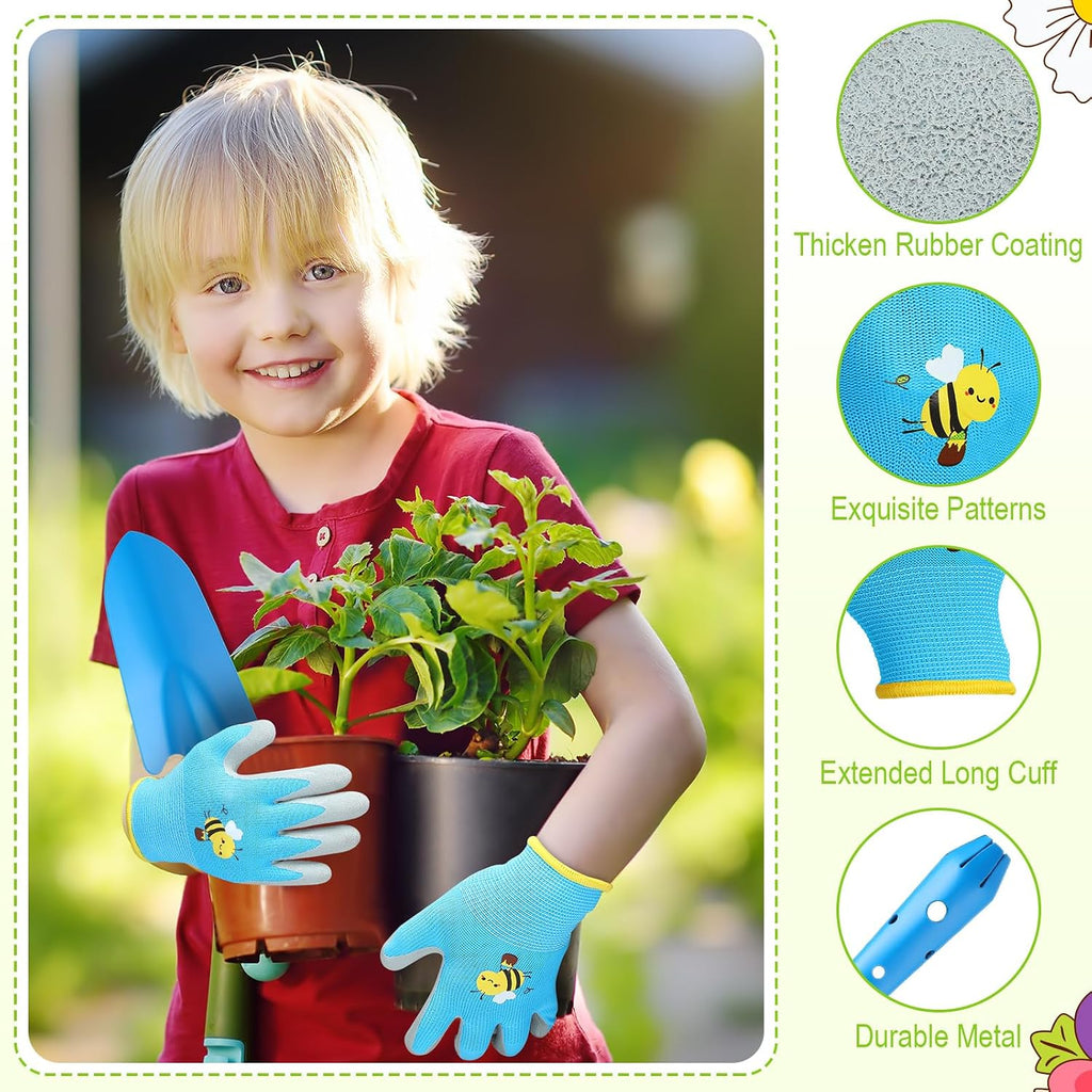 Gisafai 24 Pcs Mini Colorful Metal Hand Shovel and Glove Set Shovel Spade Gloves Digging Trowel Set Kids Gardening