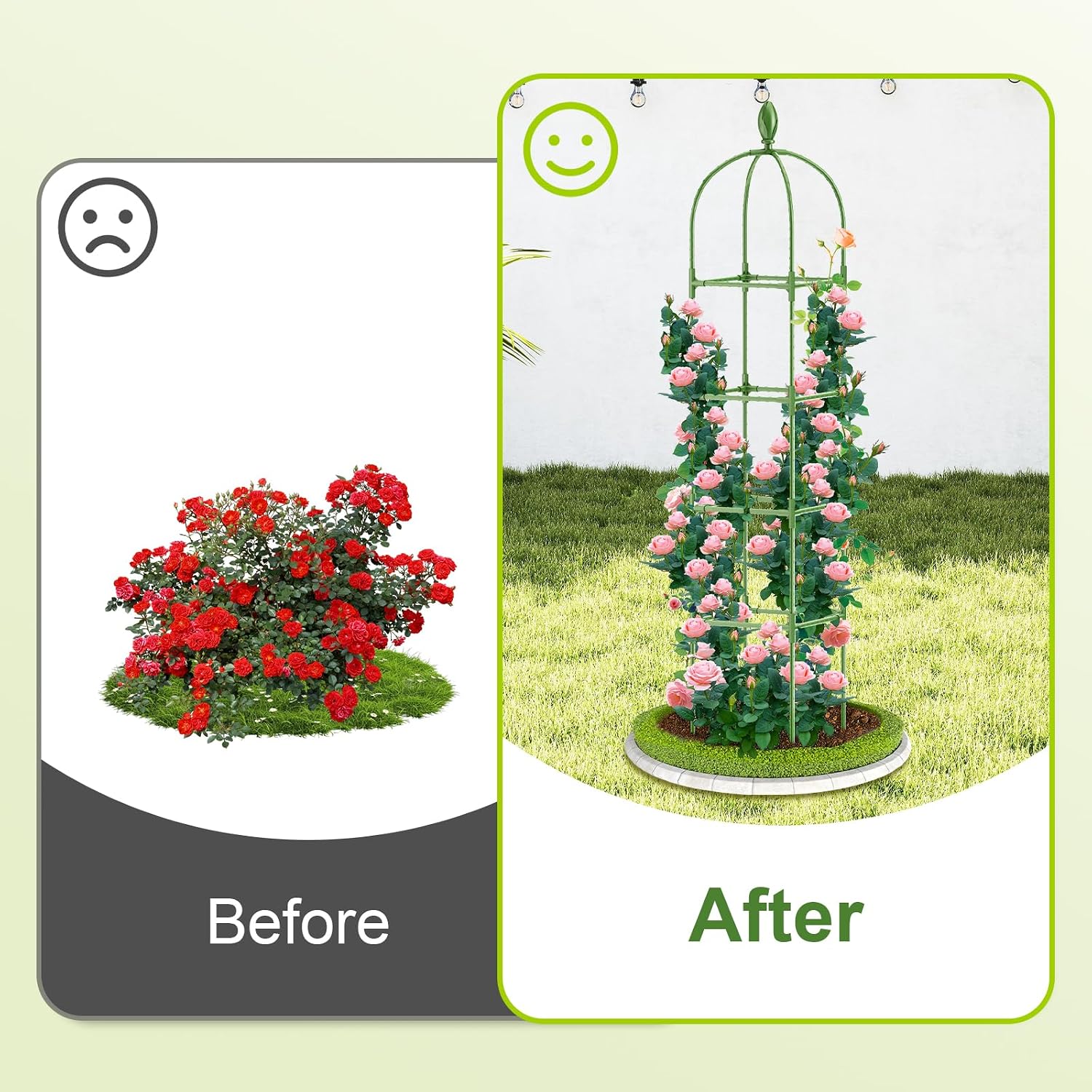 2 Pack Garden Obelisk Trellis, 70IN Tall Plant Support for Climbing Vine, Metal Covered Plastic Rustproof Heavy Duty