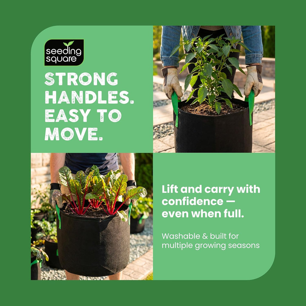 7 Gallon Grow Bags for Plants, Vegetables Fruits and Herbs with Handles Set | Eco-Friendly Breathable Fabric | Reusable