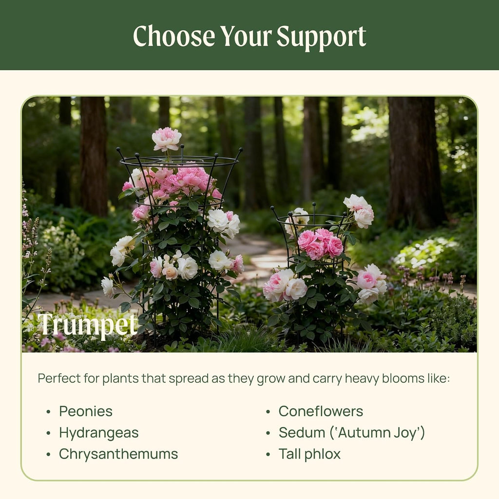 Peony Cages and Supports 2 Pack, Heavy Duty Metal Flower Support Cage, 24"(W) x 36" (H) Trumpet Plant Support for