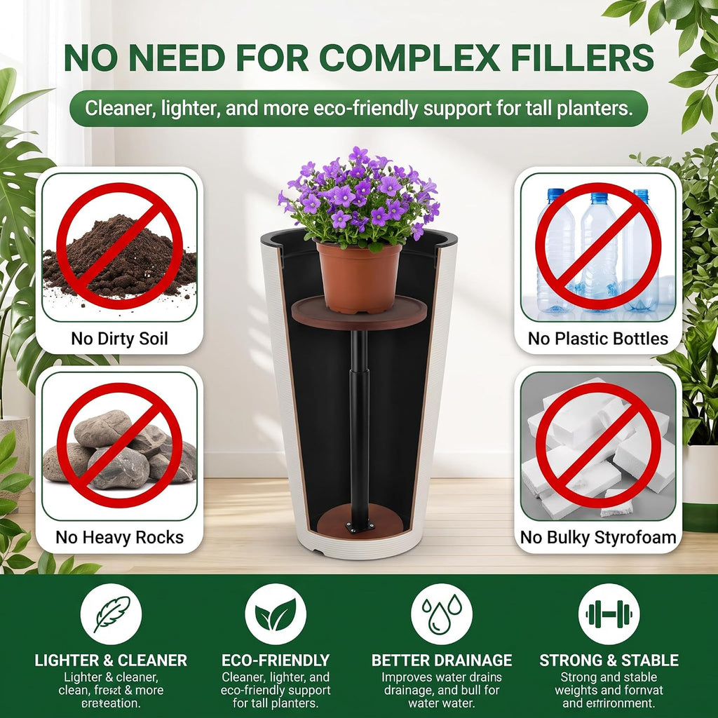 LUTTY 2 Pack Plant Risers for Inside Pots, Wooden 13.8-21.7" Adjustable Height Plant Riser