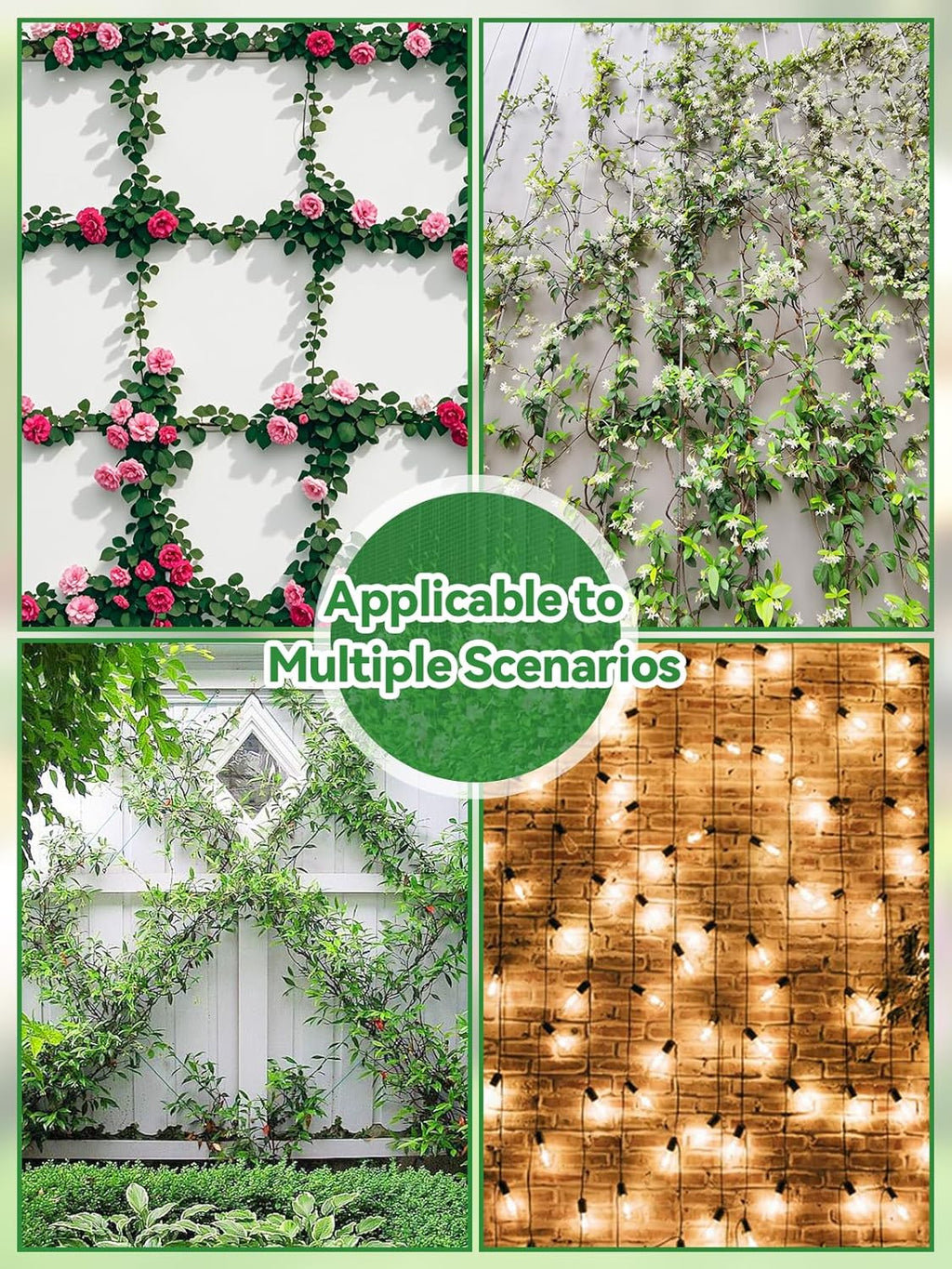 100FT Wire Trellis for Climbing Plants, Kalolary Wall Garden Trellis Kit | 20 Sets T316 Steel Wire Trellis with Cable &