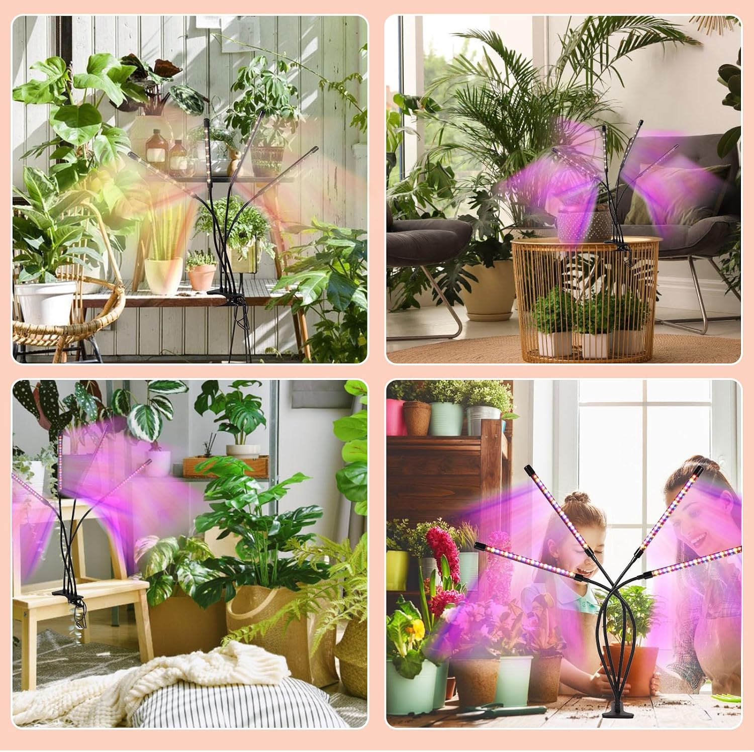 Grow Lights for Indoor Plants,80 LED Plant Lights with Full Spectrum & Red Blue Spectrum, 10 Dimmable Level, 3/9/12H