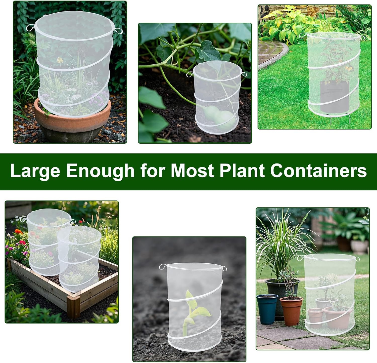 4 Pack Pop up Plant Covers Tent from Animals, 20"H X 13"D Insect Barrier Mesh Plant Guard Cover Net White Garden Plant