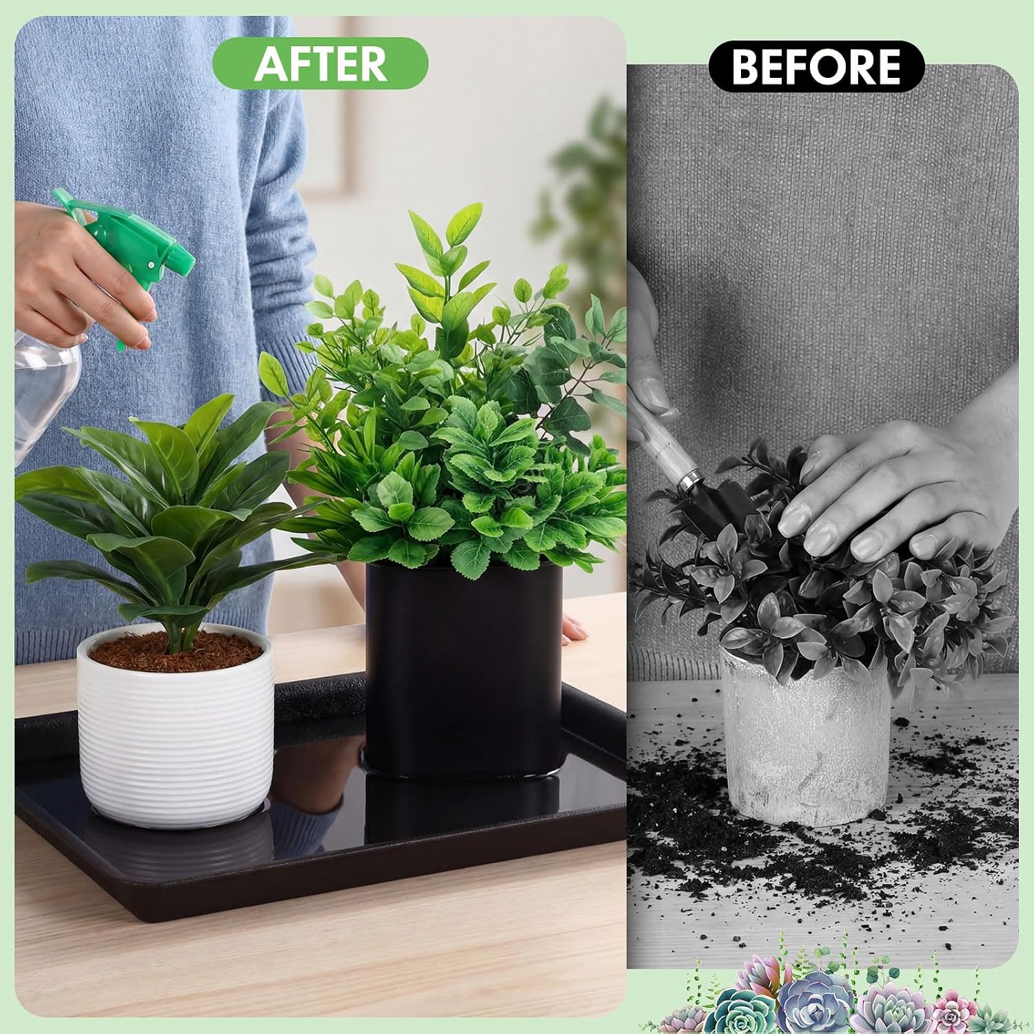 Gejoy 20 Pack 15 Inch Rectangular Plastic Plant Saucers Tray Bulk Heavy Plastic Plant Drip Tray Flower Pot Trays for