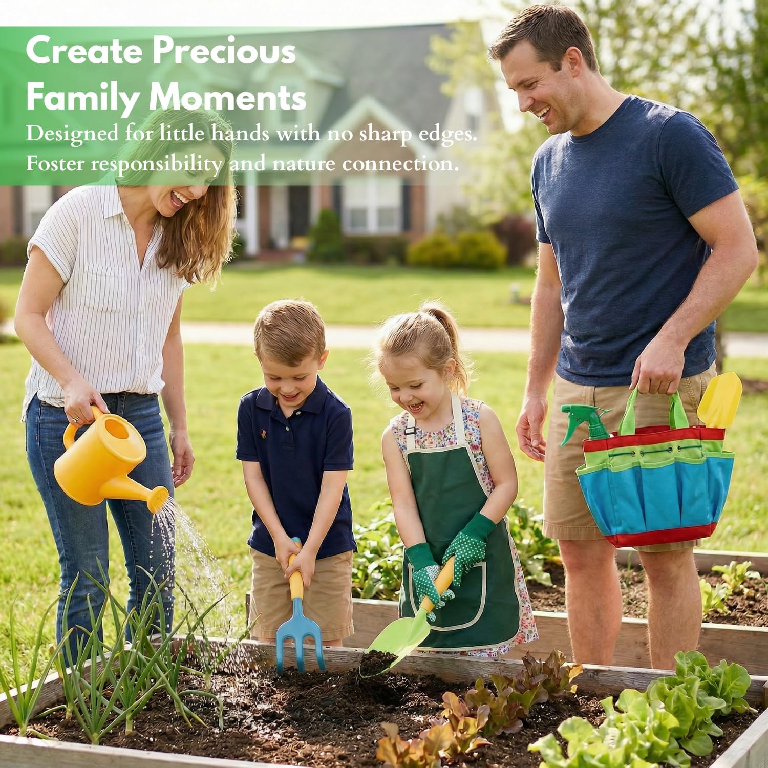 Kids Gardening Tools Set with Wheelbarrow - 13Pcs Heavy-Duty Outdoor Toys for Kids Ages 3-8 Boys & Girls, STEM