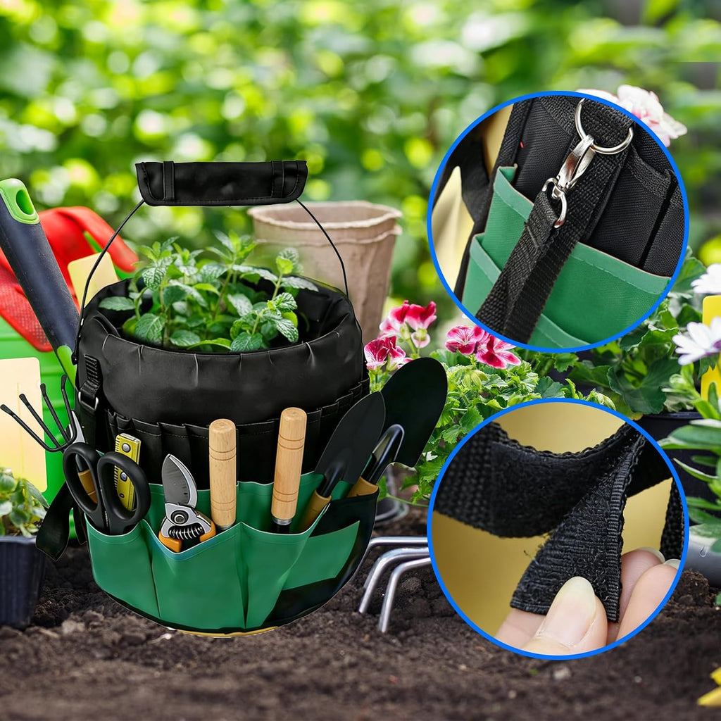Bucket Tool Bag Organizer with 42 Pockets Multi-functional Garden Tool Bag Organizer 5 Gallon Bucket Tools Kit for