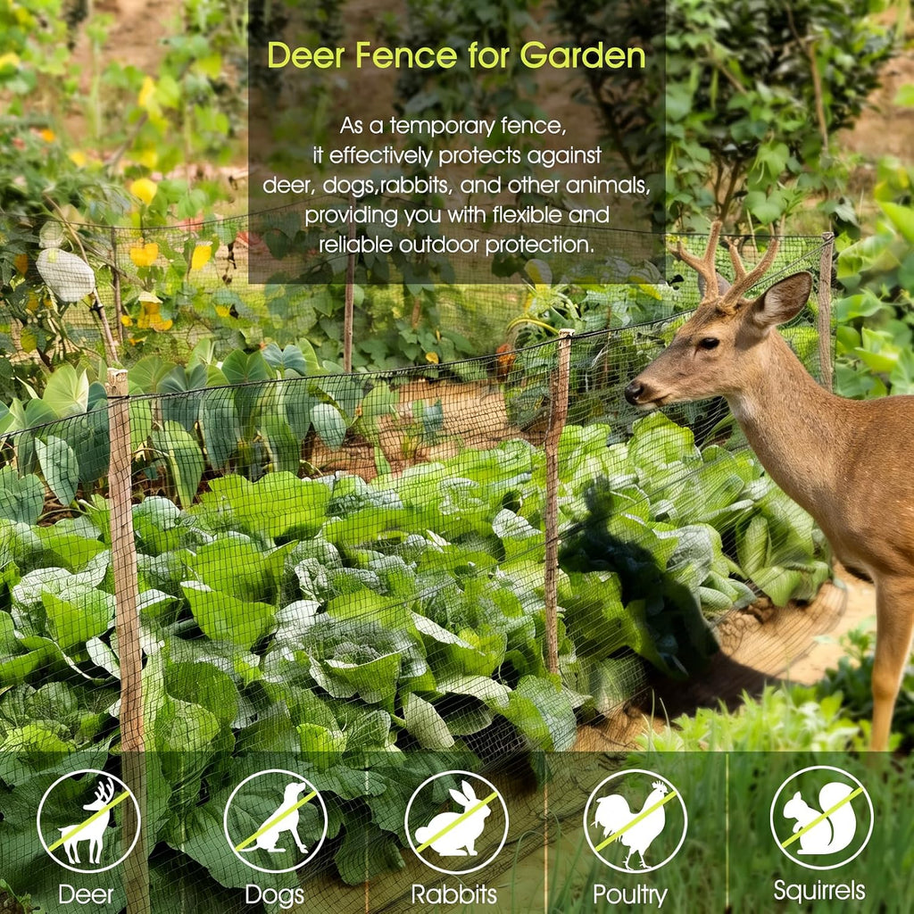 RIFNY Deer Fence, Temporary Fence for Garden Outdoor Yard, 4 x 50 FT | Plastic Mesh Fencing Netting to Protect Plants