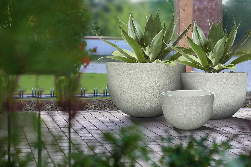 Large Resin Planter Pot for Trees Big Flower – Lightweight Round Plant Pot with Stone-Textured Finish