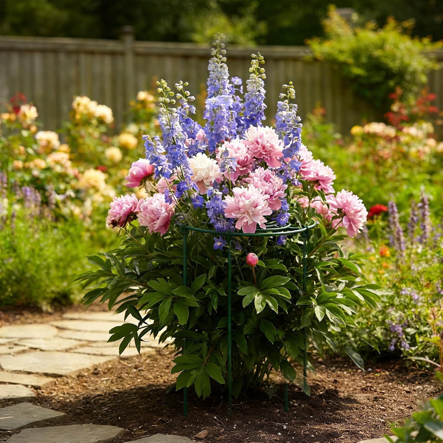 DAYUMKOU 8 Pack Peony Cages and Supports, 11.5" D x 12" H | Plant Supports for Outdoor Plants, Heavy Duty Metal Peony