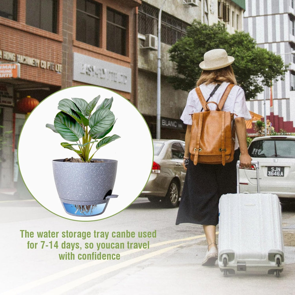 WSMKSZ 10 inch Self Watering Pots, Planter, Plant Pots with Mesh Drainage Holes for Indoor Outdoor House Plants and
