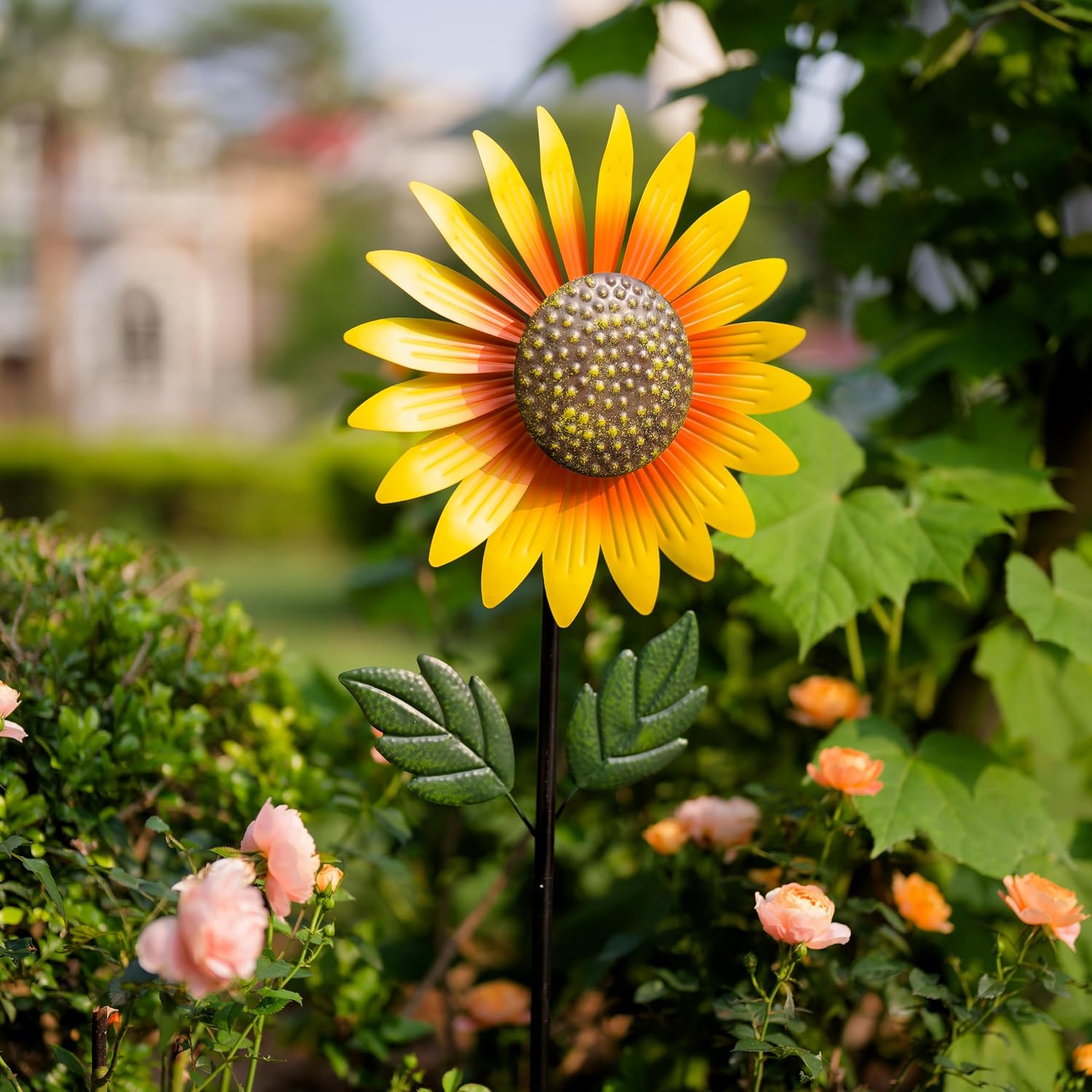 Sunflower Wind Spinner Outdoor,Garden Windmill for Yard Decor | Sunflower Windmills Lawn Decor,Metal Flower Garden