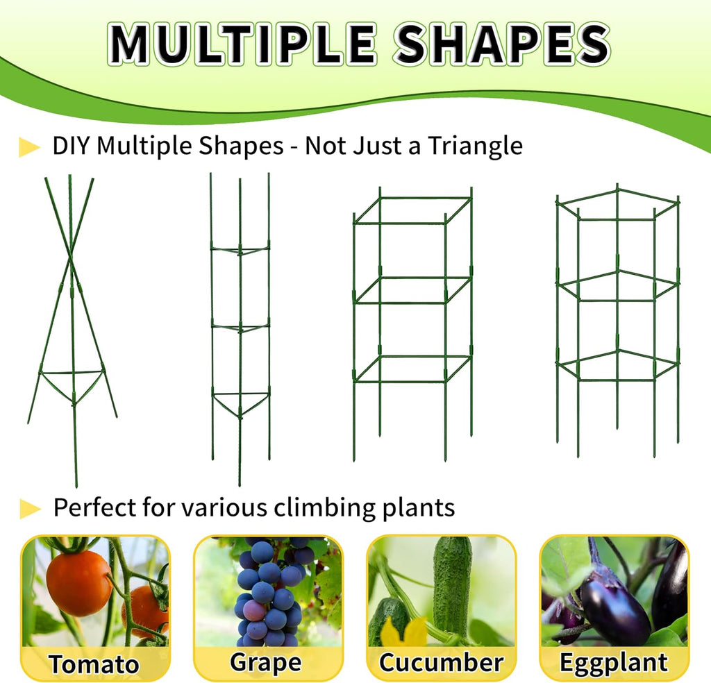 TCBWFY 6-Pack 63-Inch Adjustable Tomato Cages, Heavy-Duty Metal Plant Support Trellis for Garden and Pots, DIY Tomato