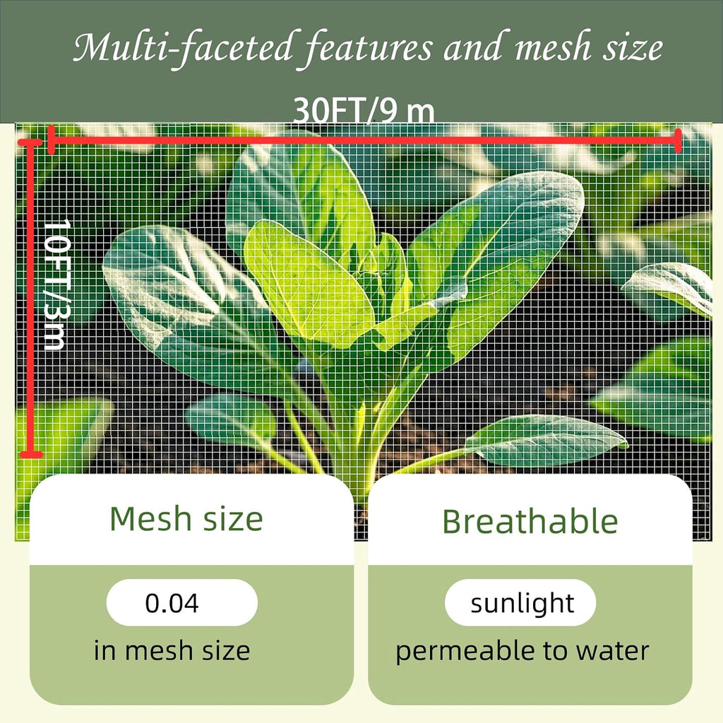 Garden Netting, 10x30FT Ultra Fine, Gardening Mesh Netting, Mosquito Net, Garden Netting for Raised Beds, Plant Covers