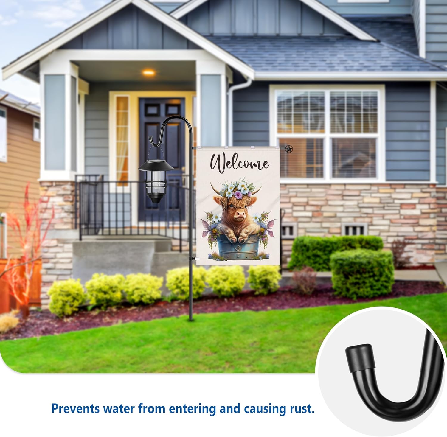 Ottsuls Garden Flag Stand, Heavy Duty Flag Pole Holder with Shepherd Hook for Yard Decoration, 60 INCH Sturdy Yard Flag