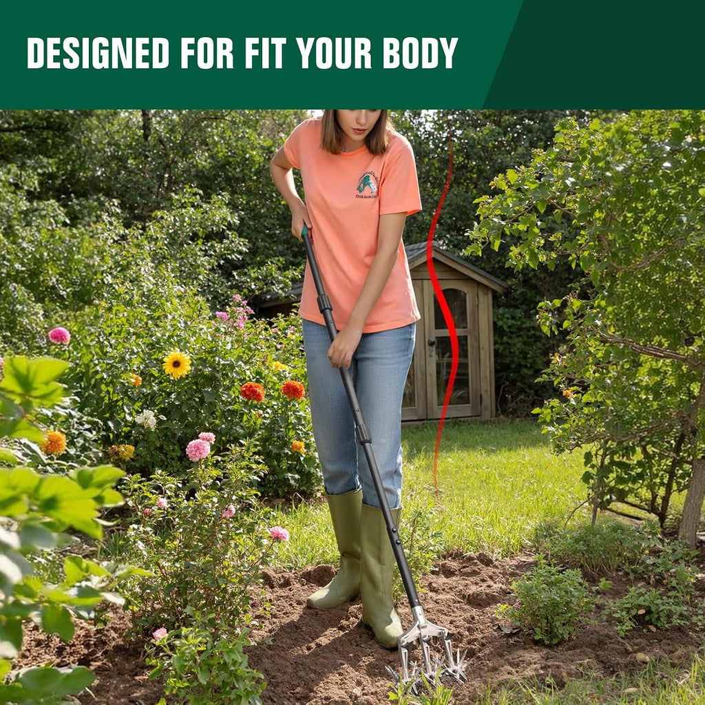 Altdorff Rotary Cultivator Garden Tool for Gardening and Lawn(61''), Rotary Hand Tiller with Detachable Thicker