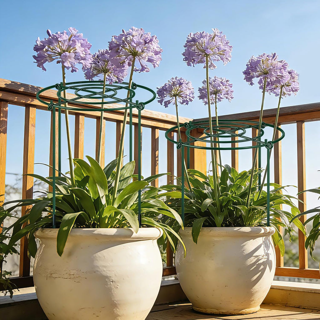 QwayHome 6Pack Peony Cages and Supports 33''H x 13''D Grow Through Large Plant Support, Adjustable High, Heavy Duty
