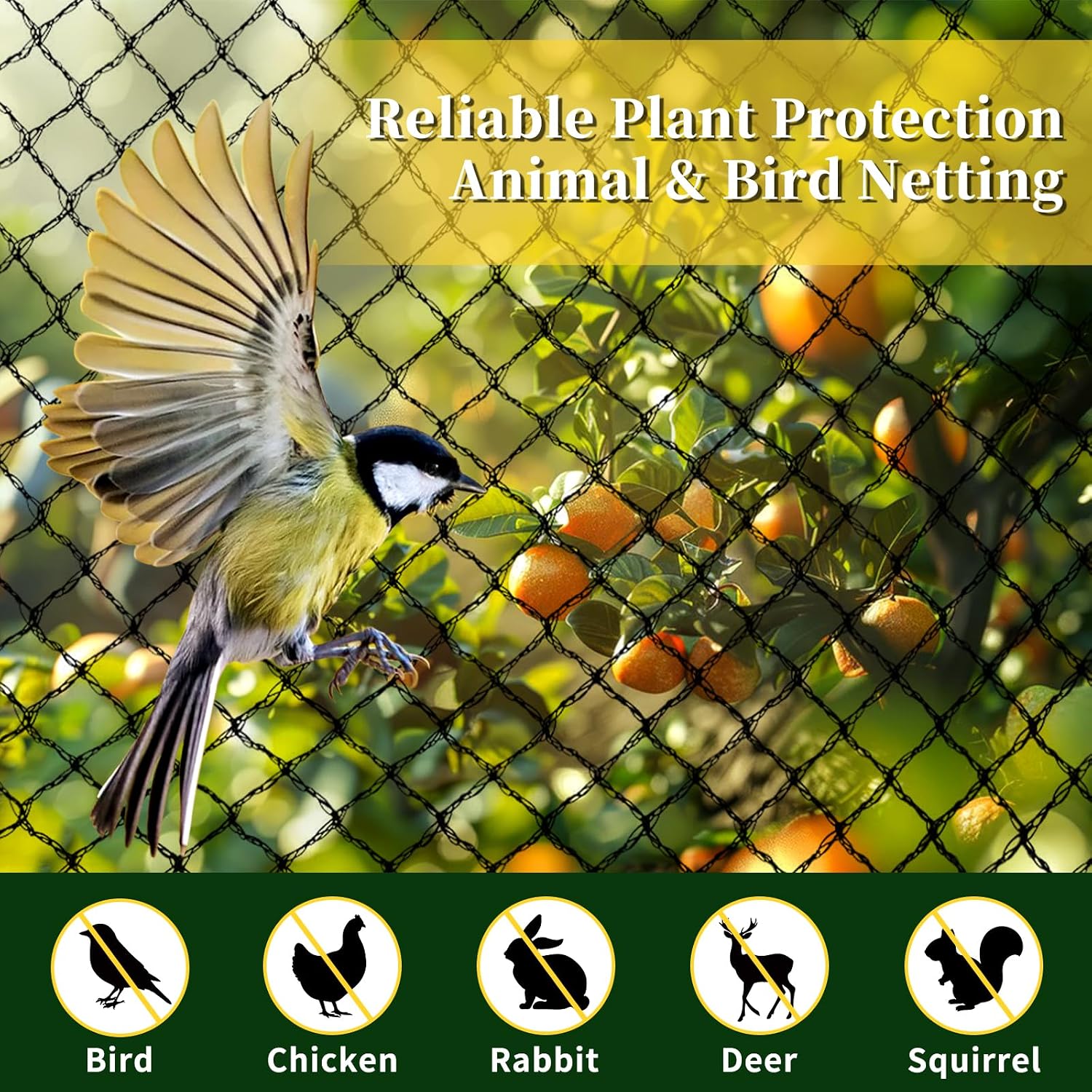 Bird Netting for Garden, 13 x 40 FT Bird Netting for Chicken Coop, Heavy Duty Garden Poultry Net Mesh with Ties and