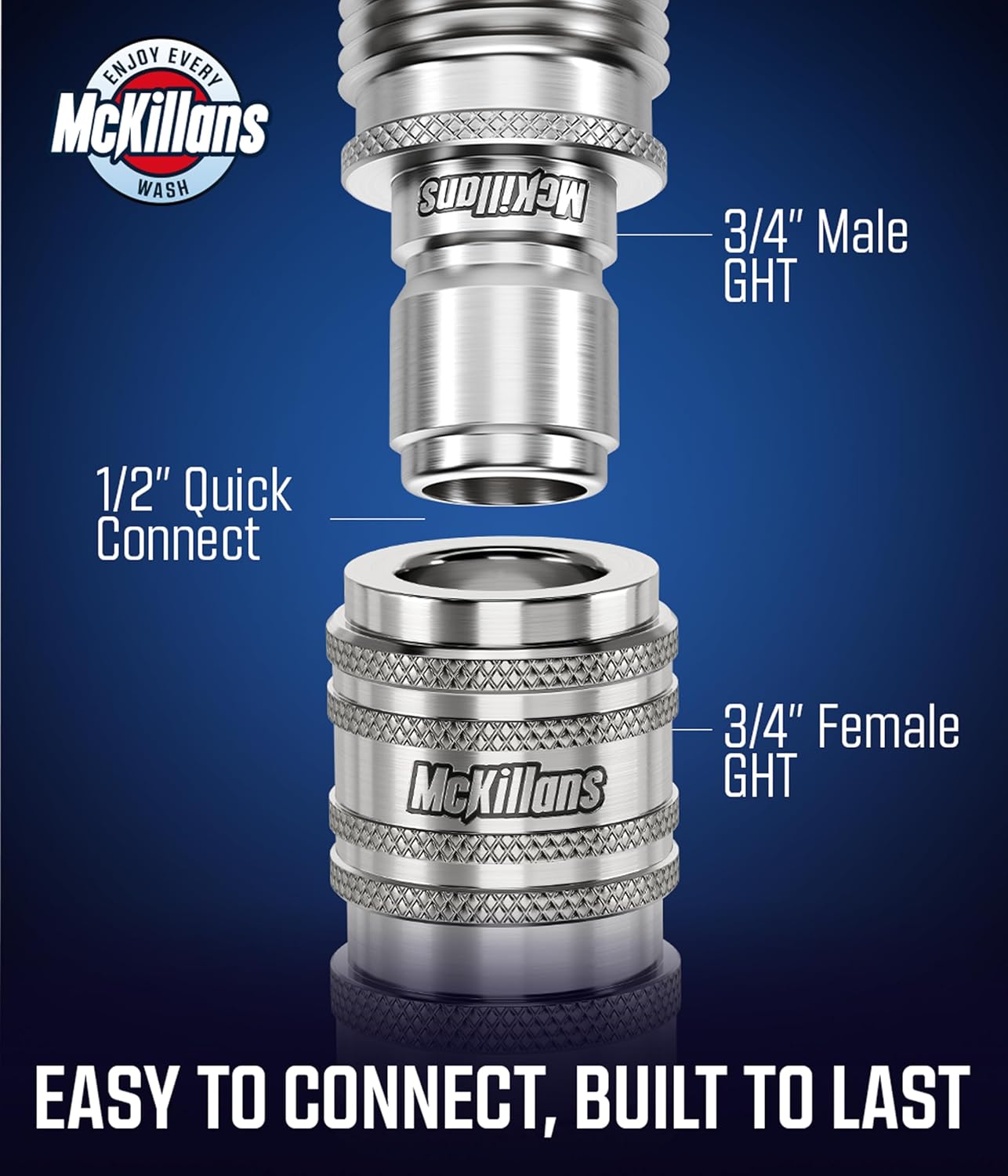 McKillans® 2025 Automatic Garden Hose Quick Connect [UNIVERSAL FIT] - Stainless Steel Quick Connect Hose Fittings