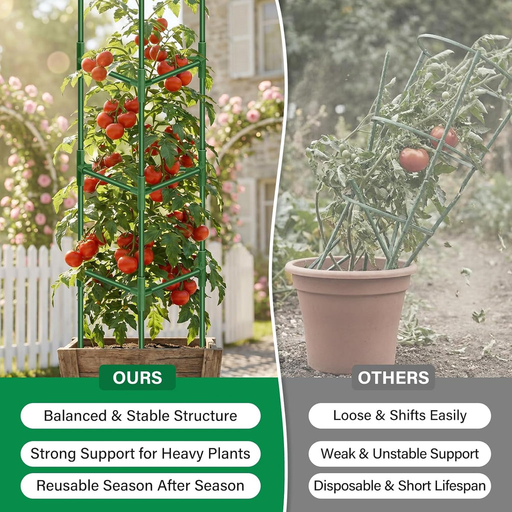 2 Pack 65 Inch Tomato Cage for Garden, Heavy-Duty Tomato Trellis Plant Support Stakes, Adjustable Garden Trellis Plant