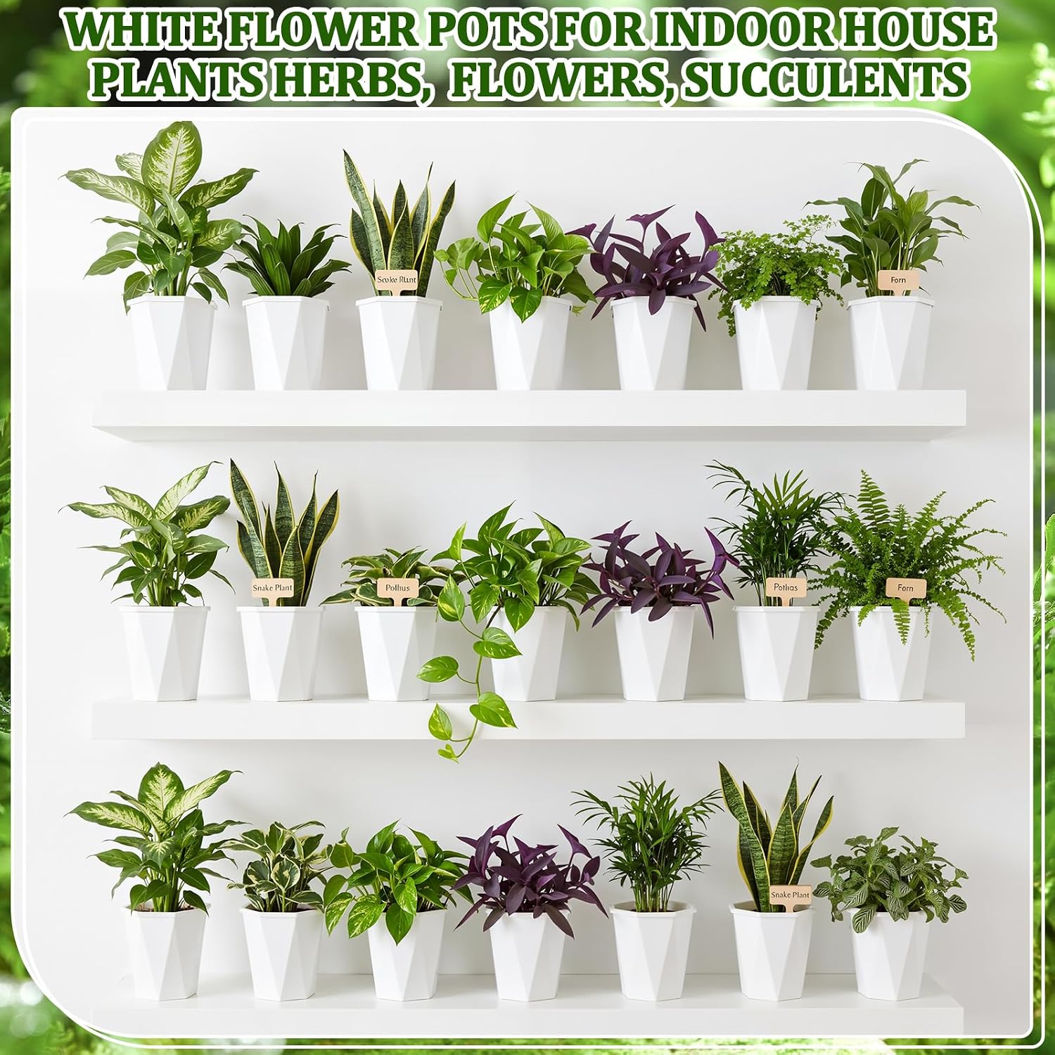 24 Pcs 4" Self Watering Pots for Indoor Plants Plastic Mini Self Water Pots Bulk White Small Flower Planter with Inner