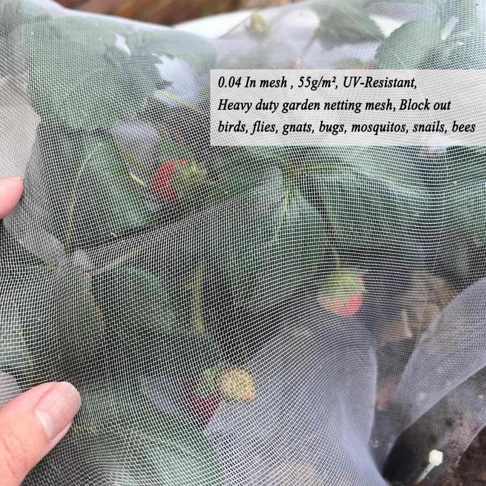 10X50 FT Garden Netting Pest Barrier, Ultra Fine Mesh | Insect Netting Plant Covers, Row Cover for Vegetables, Fruit