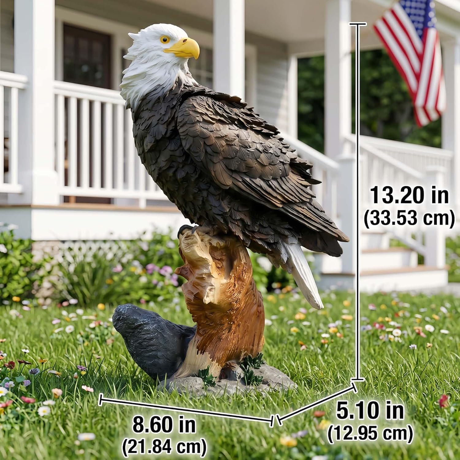 13.2" Real Eagle Outdoor Sculpture,Funny Bird Statue,Garden Beach Statue Decorations,Resin Animal Seabird