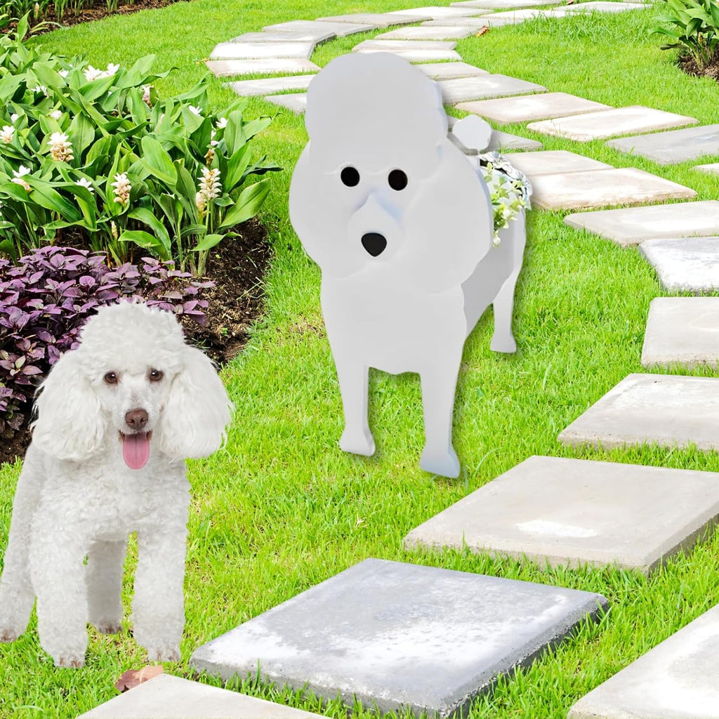 Poodle Dog Planter Pots, Animal Shaped Flower Pot | Cute Plant Gift for Women and Pet Lovers, Indoor Outdoor Garden
