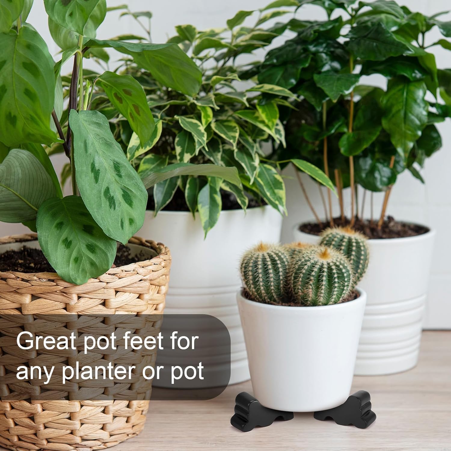 Kigeli 6 Pcs Resin Garden Pot Feet for Outdoor Planters 3 Inch Long 1.5 Inch Tall Flower Handmade Elevator Plant Feet