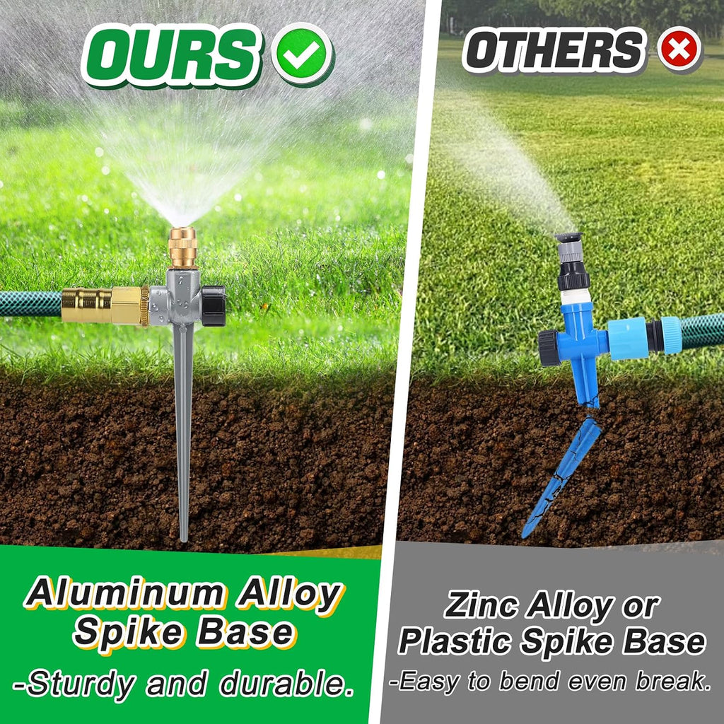 Acostop 4pcs 360° Spray Sturdy Metal Sprinklers for Yard Lawn Medium Garden | Adjustable Brass Nozzle Water Sprinkler