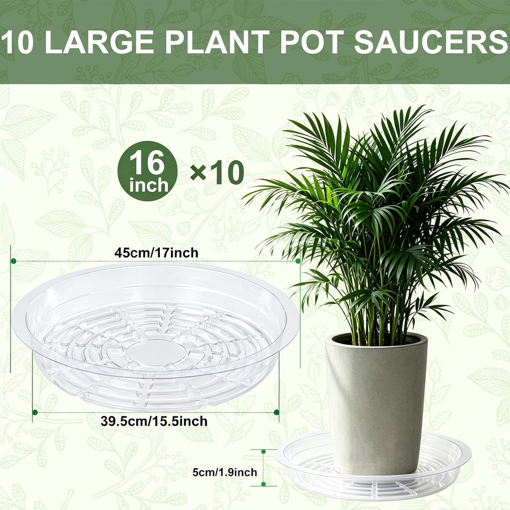 10 Pack Clear Plant Saucer Versatile Clear Plastic Plant Pot Saucer Set Multiple Clear and Transparent for Indoor and