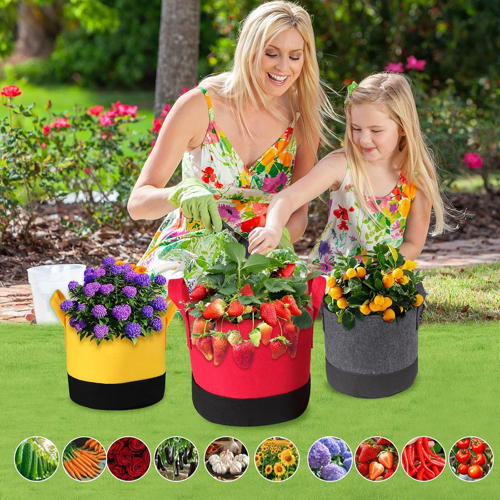 Grow Bags 10 Gallon,6 Pack Fabric Plant Pots with Handles Planter Bag for Outdoor Garden Planting Vegetables Flowers