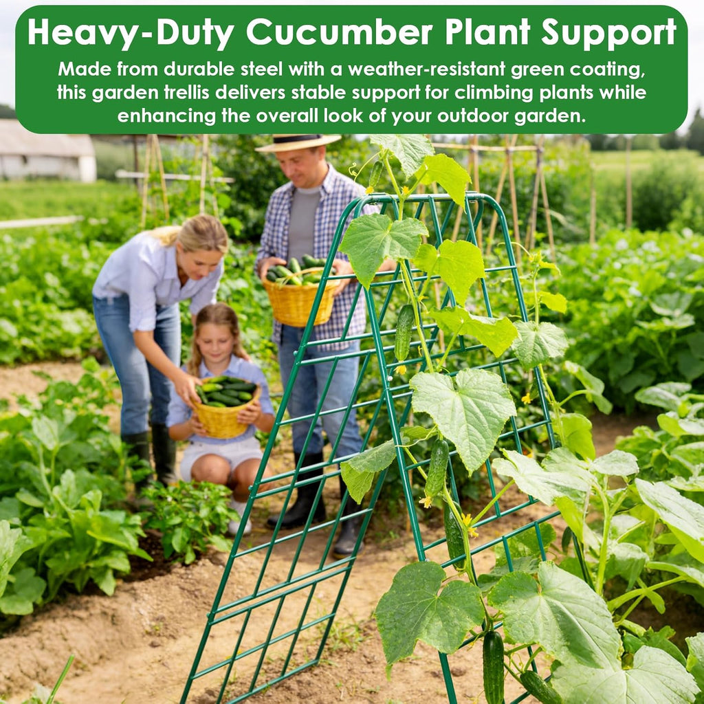 Heavy Duty Metal 50"x17" Cucumber Trellis for Raised Bed, A Frame Garden Trellis for Climbing Plants Outdoor, Plant