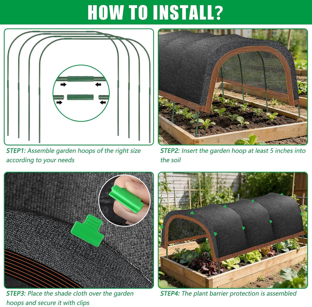 KJX 2 Pack 79"x40" Garden Shade Kit, 70% Garden Sun Shade Cloth with Hoops | Garden Shade Kit for Plants Heat