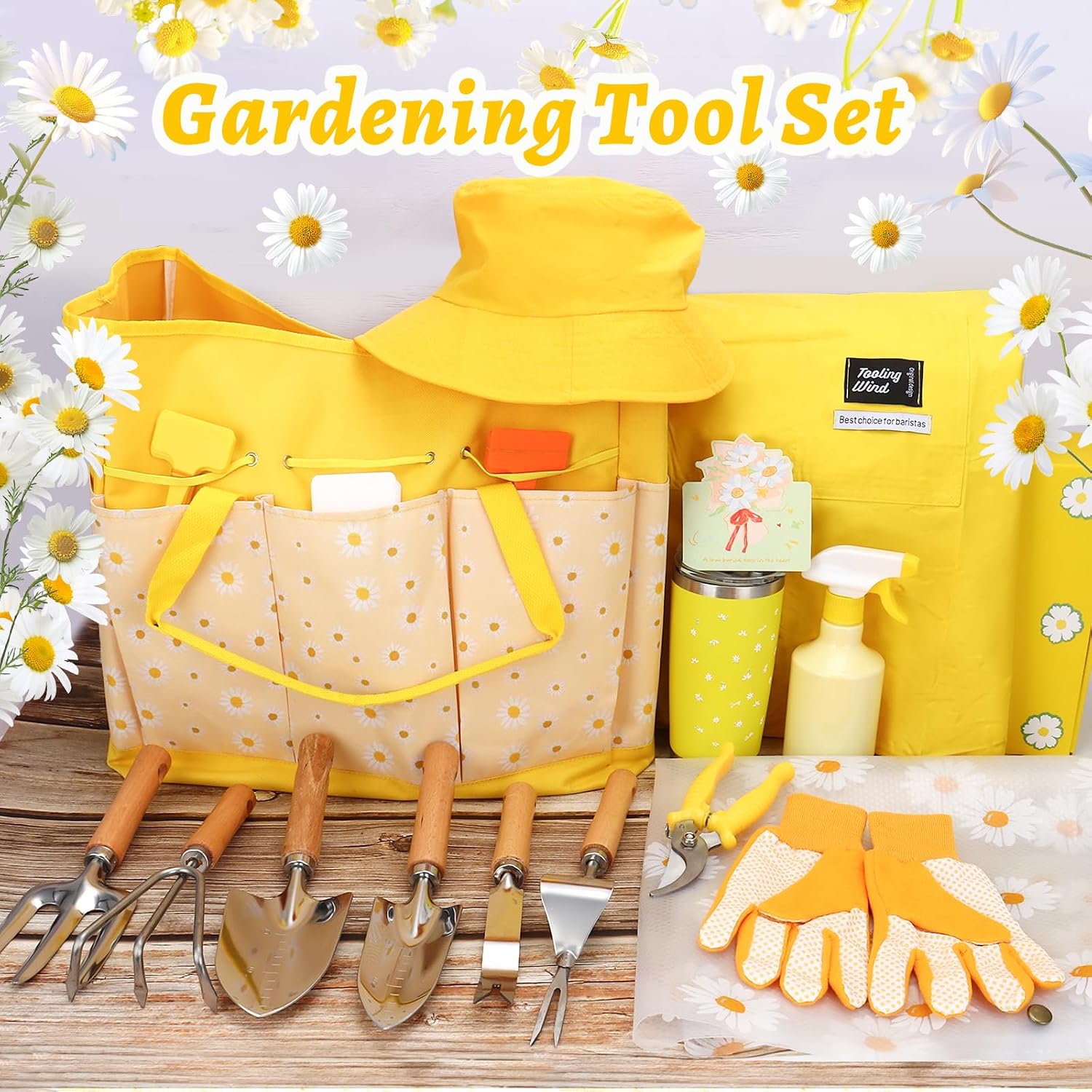Women Gardening Gifts,19 PCS Daisy Garden Tool Set Kit,Gardening Tools Set | Gardening Gifts for Women Daisy Garden