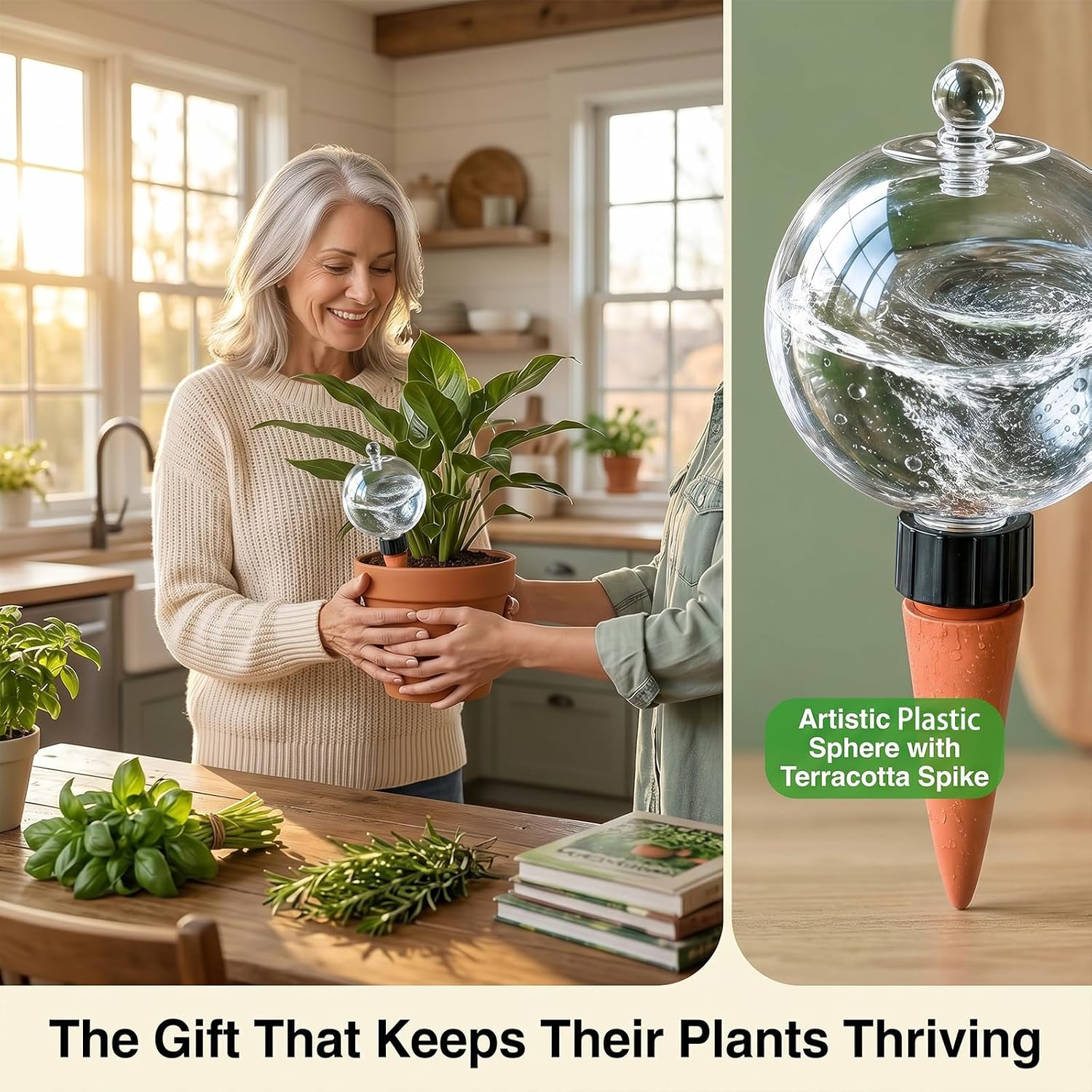 2 Pack 26 oz Extra Large Plant Self Watering Globes to 3 Weeks Watering | Shuomeng Extra Large Self Watering Globes