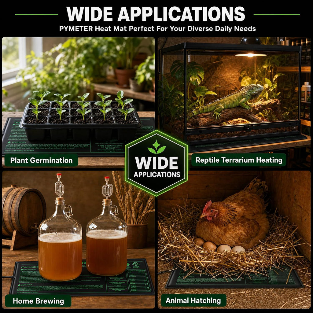 Seedling Heat Mat 10”x20.75” with PID Thermostat & Timer, Hydroponic Heating Pad for Seed Starting, Plant Germination