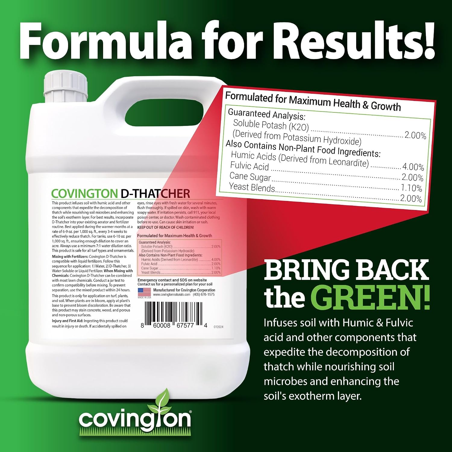 Covington PRO-LINE D-THATCHER Liquid Dethatcher (32oz) – Lawn Thatch Remover & Soil Softener, Grass Clipping Breakdown