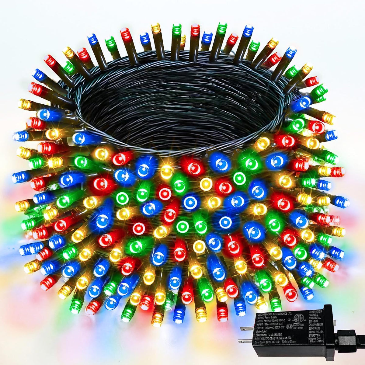 Extendable 108FT 300 LED Christmas String Lights Indoor Outdoor Multicolor