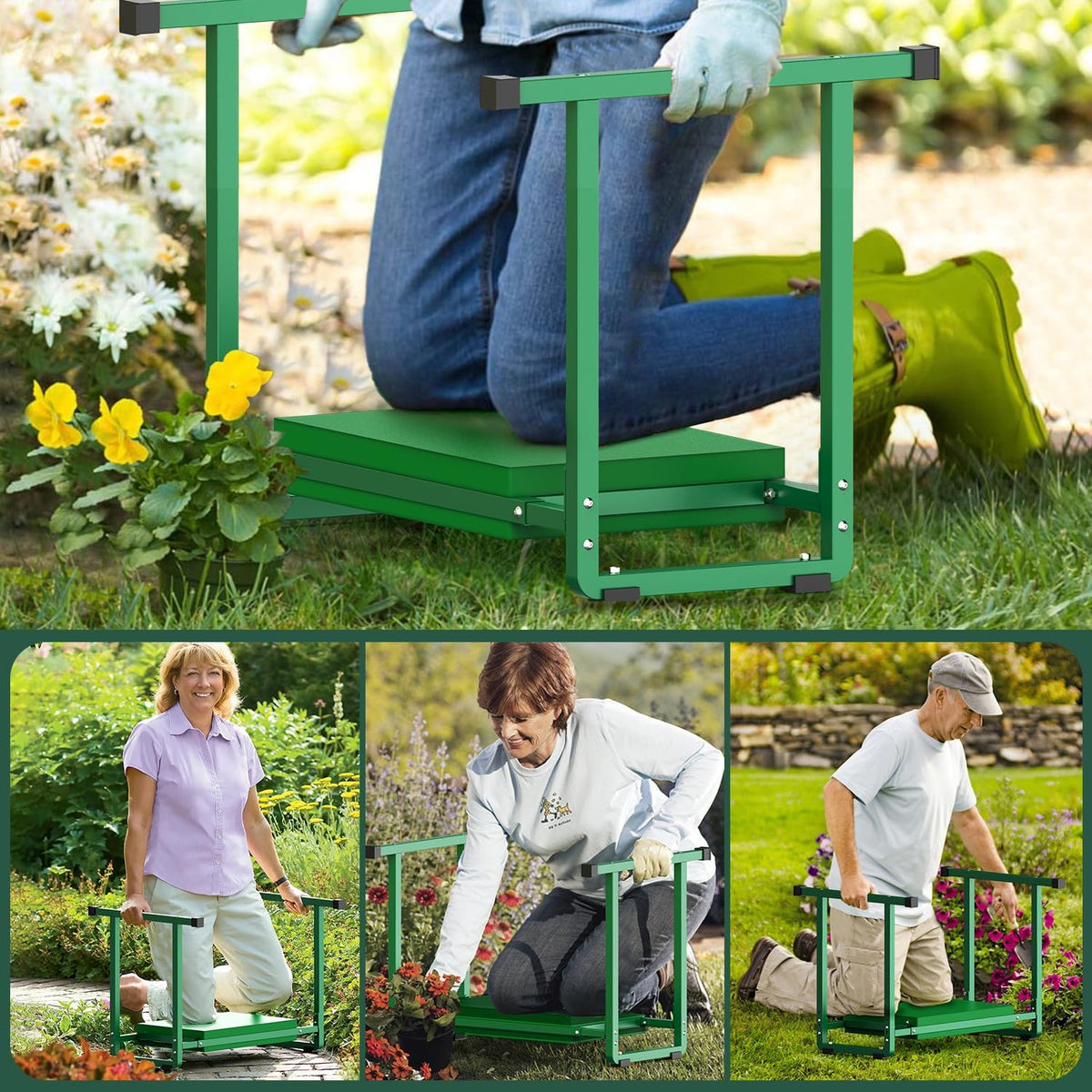 Garden Kneeler and Seat, 10.2" Stable and Save Anti-Tipping with Handle | Multifunctional Gardening Stool for Seniors