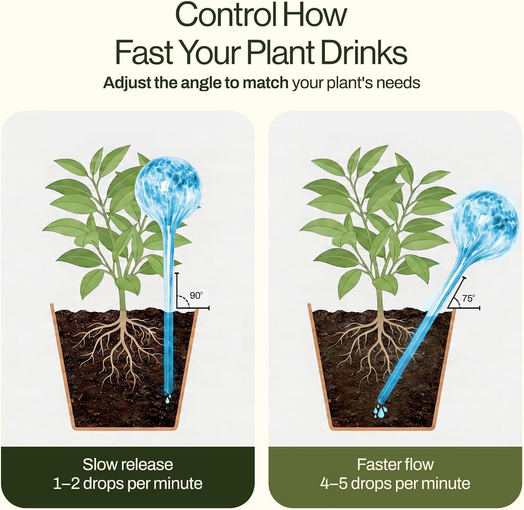 Besti Large Self Watering Globes for Plants Hands Free | Durable, Multicolored Glass Craftsmanship | Holds 380-400ml