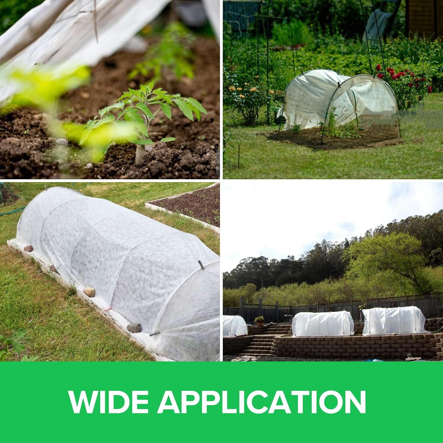 BeGrit Greenhouse Hoops Grow Tunnel 6 Sets of 8FT Long Garden Hoops with Plant Covers Freeze Protection Kit 10Ft x 30Ft