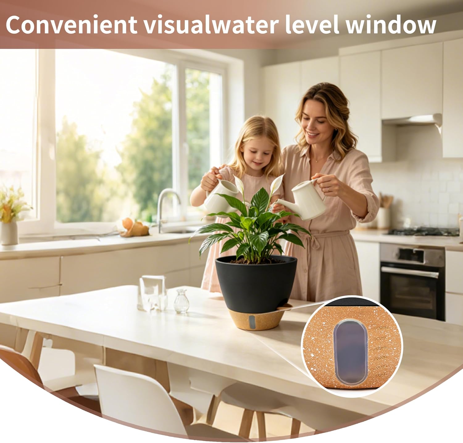 12"/10"/9"/8" Self Watering Pots with Visual Water Window,Extra Large Self Watering Plant Pots with Drainage Holes &