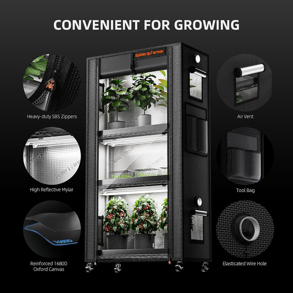 Spider Farmer 4 Tier Plant Stand with Grow Lights Indoor Greenhouse Shelf | 120W Full Spectrum LED Grow Lights, Grow