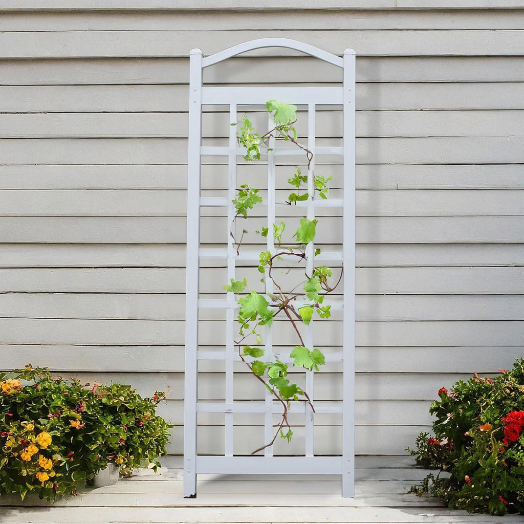 Dura-Trel Cambridge Wall Mounted Garden Vinyl Trellis, 28" x 75", White | Plant Support Frame for Climbing Vines