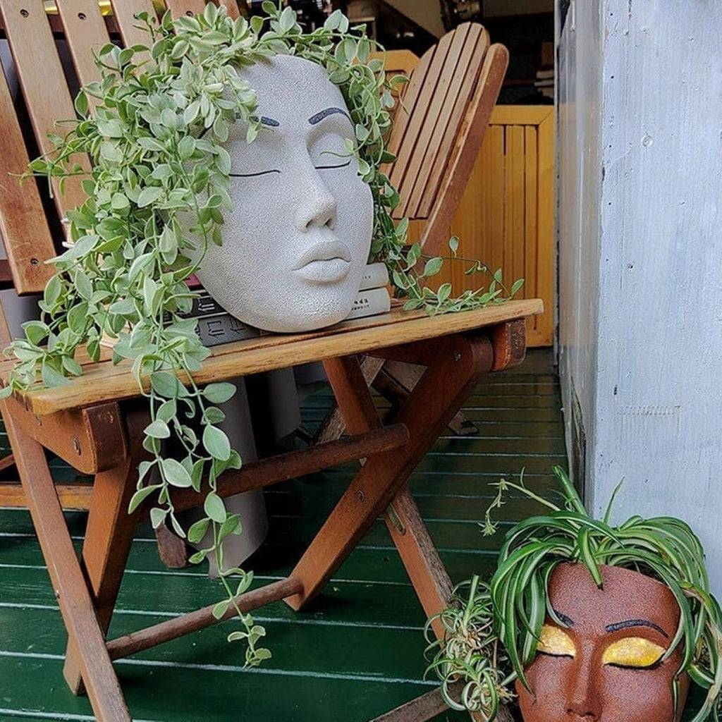 Yosoo Human Face Planter Pot, Resin Wall Hanging Flower Pot, Creative Decoration for Home and Garden (2)